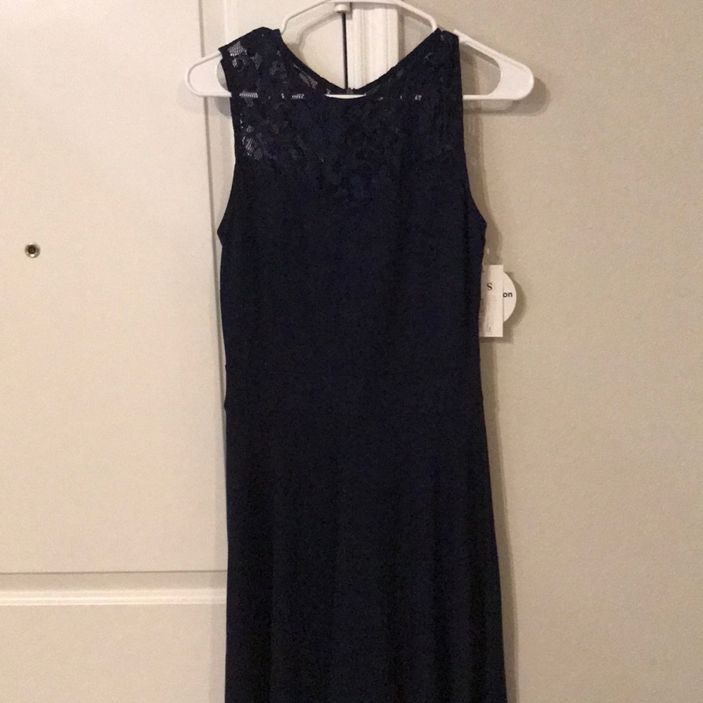 Heloise A-line sleeveless lace detail dress